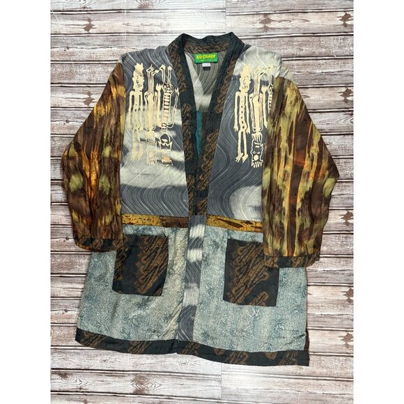 Kusnadi Sweaters - Kusnadi New York Rayon graphic print Kimono cardigan One Size colo multicolor